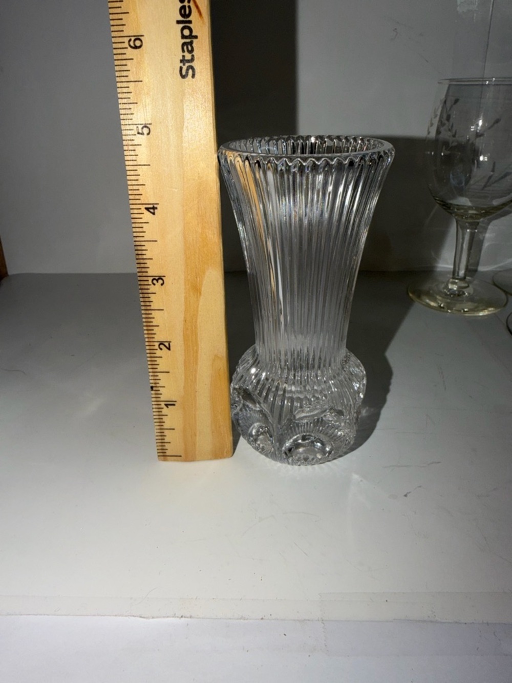 Vintage Clear Pressed Glass Bud Vase - Fluted Ribbed Design - 4.75"